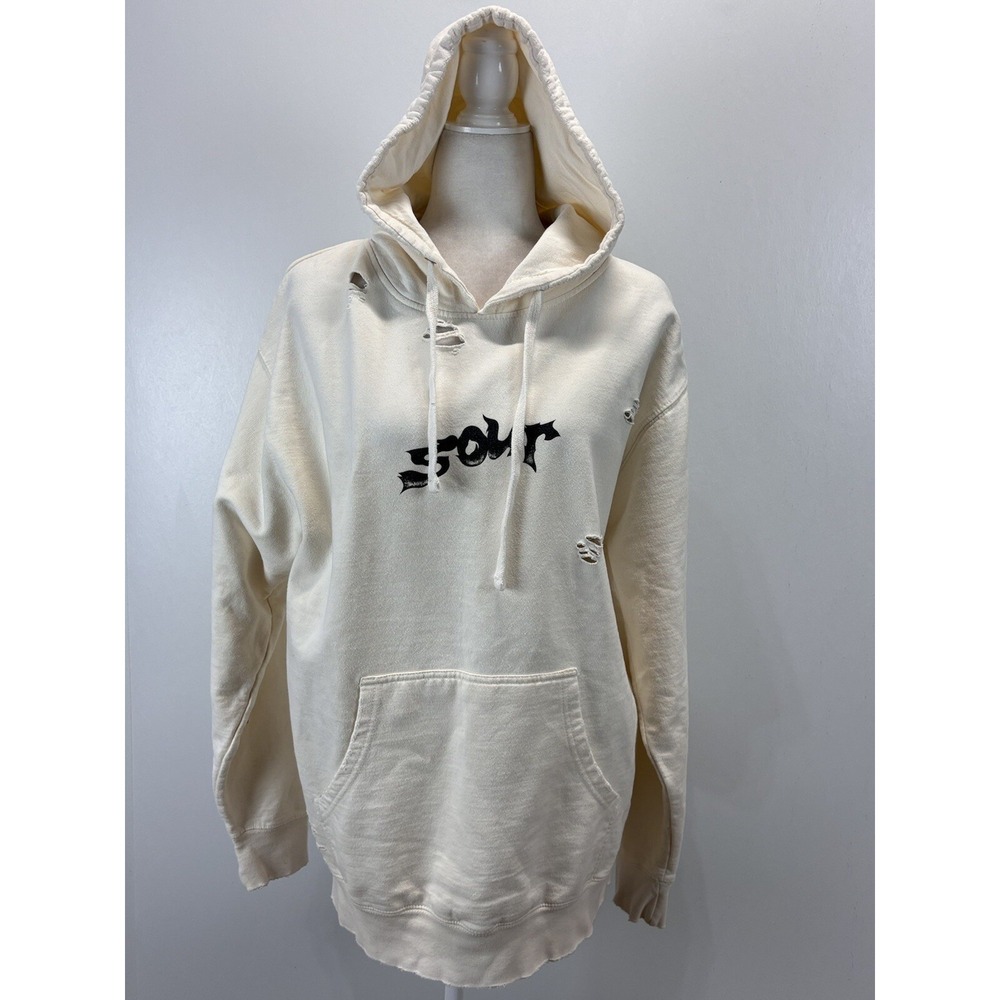 Olivia Rodrigo Tour Sweatshirt Sour Distressed Cream Black Graphics Size Large